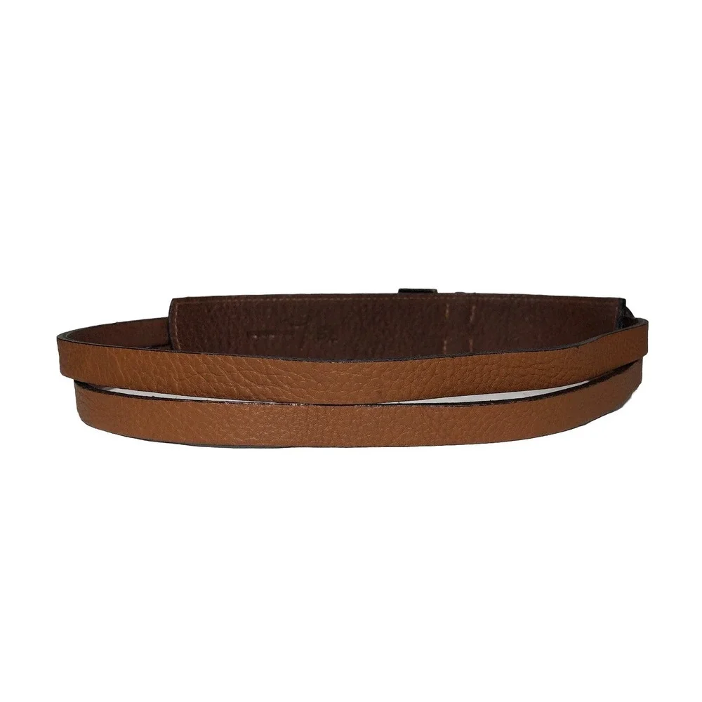 Lenny Niemeyer Minimalist‎ Quiet Luxury Double Strap Leather Belt 28 Tan STAINED